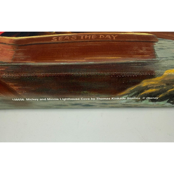 Thomas Kinkade Disney Mickey Minnie Lighthouse Cove Canvas Wrap 14x14 w/ COA - Picture 8 of 10